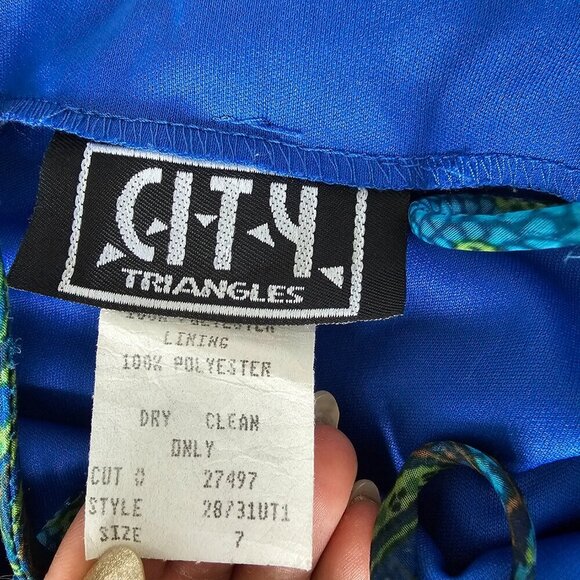 Women's Green/Blue Paisley Print Summer Dress By City Triangles, Size 7 - Picture 13 of 15